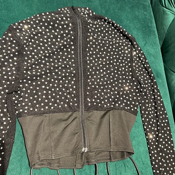 Swarovski crystal mesh spandex 2 piece pants set - Picture 4 of 4